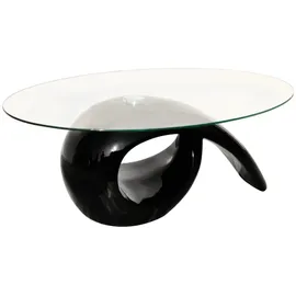 vidaXL Couchtisch mit ovaler Glasplatte Hochglanz Schwarz