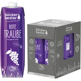 beckers bester Rote Traube - 6er Pack - Traubensaft - 100% natürlicher Direktsaft - Co2-neutral hergestellt - Vegan - Ohne Zuckerzusatz - Ohne Gentechnik - Laktosefrei - (6 x 1000 ml)