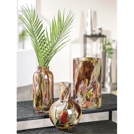 GILDE GLAS art Deko Vase Blumenvase - Glasvase aus Farbglas - Deko Wohnzimmer Geschenk für Frauen Höhe 22 cm Braun Rot