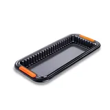 Le Creuset Tarteform, Rechteckig, 33 x 13 cm, Hebeboden, Sauerteigbeständig, Aus Karbonstahl gefertigt, Anthrazit/Orange, 94103229001100