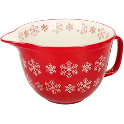 Rührschüssel Schneeflocke rot creme 2,5L Teigschale mit Griff Kekse Weihnachten