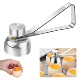 Eieröffner Stainless Eierköpfer Steel Shell-Öffner Egg Topper Cutter Metall Eierschale Cutter für Rohes/Weiches Hartgekochtes Ei(Silber)