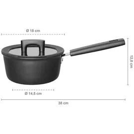 Fiskars Hard Face Stieltopf mit Deckel, Ø Kochtopf 18 L, Pfanne Schwarz