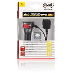 HEYNER USB / iPhone, iPad & iPod Ladegerät Ladekabel, Zigarettenanzünder  511700