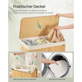 Songmics Wäschekorb mit Deckel, 3 Fächer, 170 Liter,