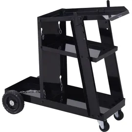 DURHAND Schweißwagen mit 3 Regalen Sicherheitskette, Schwarz B/H/L: ca. 39x71x70 cm | Schwarz