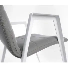 Natur24 Gartenstuhl 2er Set 57 x 65 x 84 cm weiß mit Quick-Dry Polster grau