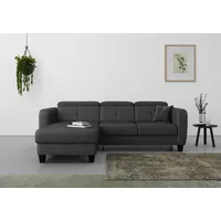 sit&more Ecksofa »Belluci L-Form«, inklusive Federkern, wahlweise mit Bettfunktion und Bettkasten, grau