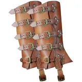 Luckxing Beinschutz Gamaschen, 1 Paar Mittelalter Gamaschen Stiefelstulpen, Mittelalter Gamaschen Stiefelstulpen Mittelalterliche Retro Leder Beinschützer Punk PU Leder Steampunk Leggings Überschuh