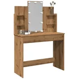 vidaXL Schminktisch mit LED-Leuchten Artisan-Eiche 96x40x142 cm - Braun
