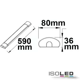 ISOLED LED Aufbauleuchte Aluminium 59 cm 20 W inkl. Color Switch grau