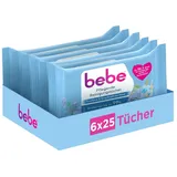 bebe Pflegende Reinigungstücher gründlich reinigende Abschminktücher mit Kokoswasser für trockene & empfindliche Haut , 6 x 25 St.)
