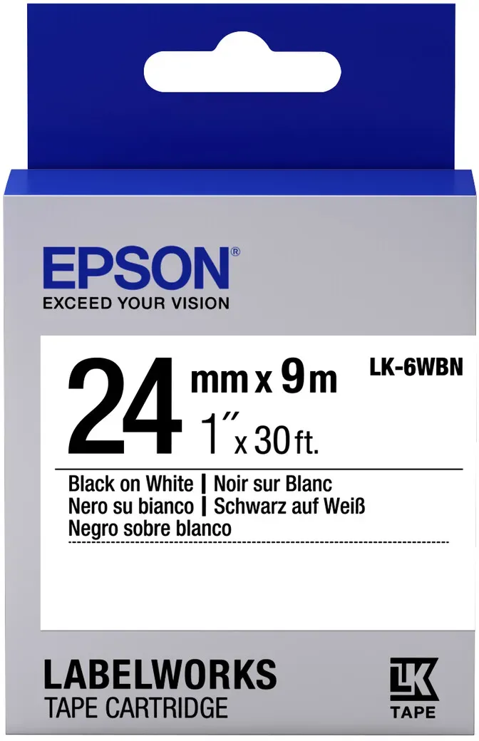 Epson Etikettenkassette LK-6WBN - Standard - schwarz auf weiß - 24mmx9m