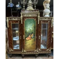 Casa Padrino Barock Vitrine Braun / Mehrfarbig / Gold