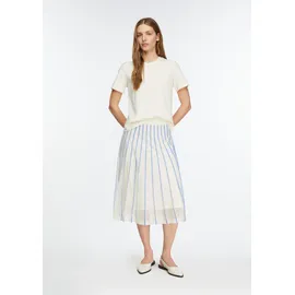 Comma, Midirock Damen Gestreift Weiß/Creme 38