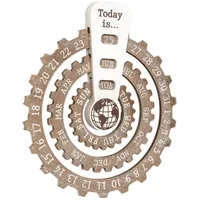 KESOTO Drehkalender, Holz, Drehbarer, Kalender, Kunstwerk Sammlung, Dekoration, Holz, Zum Aufhängen, Rund, für Nachttisch, Kamin, Hellbraun