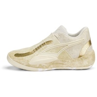 Puma Unisex Adults' Sport Shoes RISE NITRO NEPHRITE Basketball Shoe, FROSTED IVORY-METALLIC GOLD, 41