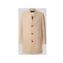 Tom Tailor Regular Fit Wollmantel mit Allover-Muster, Beige, L