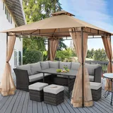 Sekey Pavillon 3x3 m Wasserdicht Doppeldach Garten Party Gartenzelt Moskitonetz