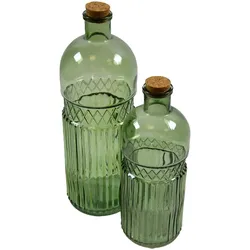 Deko Flasche Glas grün 11x31 cm