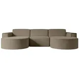 altdecor Ecksofa in U-Form Corner Sofa Bett Eckcouch Couch L-Form Wohnlandschaft Cauchsofa MARI-U1-299x165x78 cm, Braun,