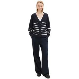 Tom Tailor V Neck Strickjacke Placed Navy White Stripe M