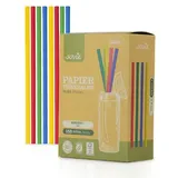 Sovie Trinkhalm in Rot Blau Gelb Grün sortiert aus Papier FSC®, Ø 8 mm / 20 cm, 150 Stück