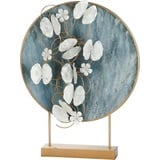 Casablanca by Gilde Gilde Dekofigur Dekoobjekt Blossoms, blau/gold (1 St.), Dekoobjekt, aus Metall, Höhe 65 cm, Scheibe mit Blumen, Wohnzimmer