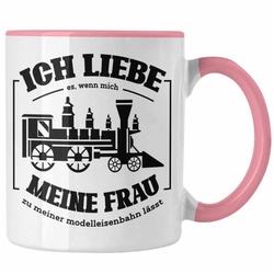 Trendation Tasse Lustige Modelleisenbahn Tasse Geschenk für Eisenbahner rosa