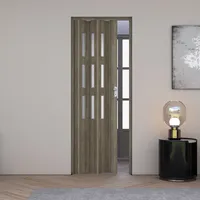 Innenraum Falttur In Pvc 83x214 Cm Mod. Maya Dunkle Cognac-eiche Mit Satiniertem Glas