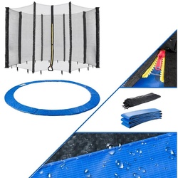 Arebos Trampolinnetz + Randabdeckung, von 305 – 490 cm verschiedene Grössen (Set), 396 cm blau