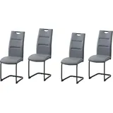 Hti-Living HTI-Line Schwingstuhl 4er Set PU grau DannyP Freischwinger Esszimmerstuhl Kunstleder