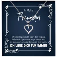 22Feels Schmuckset Jahrestag Geschenk Freundin Schmuck Valentinstag Halskette Geburtstag (inkl. Geschenktasche, Karte(n), Poliertuch, Beutel), Echt-Silber 925/000, Karte Made In Germany silberfarben