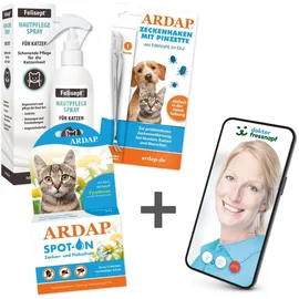 ARDAP Floh- und Zeckenschutz Paket inkl. Dr. Fressnapf Online-Tierarzt Beratung für Katzen (S) - Zeckenmittel für Katzen, Flohmittel Katzen, Zeckenschutz Katze