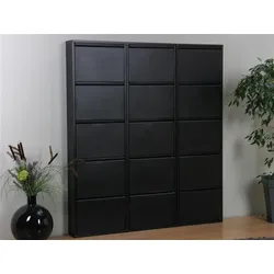 Pisa Schuhschrank mit 15 Klappen/ Türen in Metall schwarz. Fertig montiert.