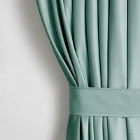 AmeliaHome Restilo Set Vorhang H 270 x B 140 cm mit Raffhalter 54 x 10 cm Velvet Optik Minze 1 St. Kräuselband Wellenband Samt Halbverdunkelungsvorhang Fensterdekoration Dekoschal Dekorvorhang