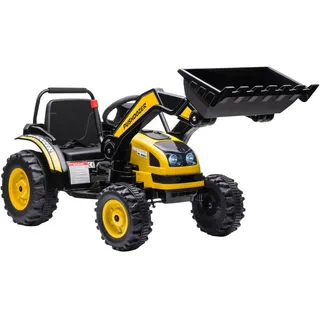 Homcom Sitzbagger für Kinder Geländewagen traktor elektrisch zum Fahren mit Schaufel Gelb