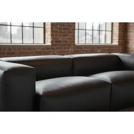 KAWOLA Sofa CELESTE 4-Sitzer mit Hocker Lederfaserstoff schwarz