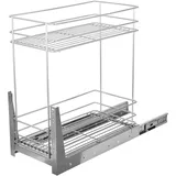 STOLMET Schrankauszug Schrankkorb mit Vollauszug Ausziehbare Küchenschublade mit Soft Close System Korbauszug Küchenschrank Schrank mit Außenbreite 30cm 2 Ablagen 480x 545x250mm Chrom Glänzend