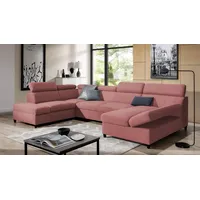 Wohnlandschaft Schlafsofa Sofa ANTON in Stoff Esito Rosa Ottomane Rechts