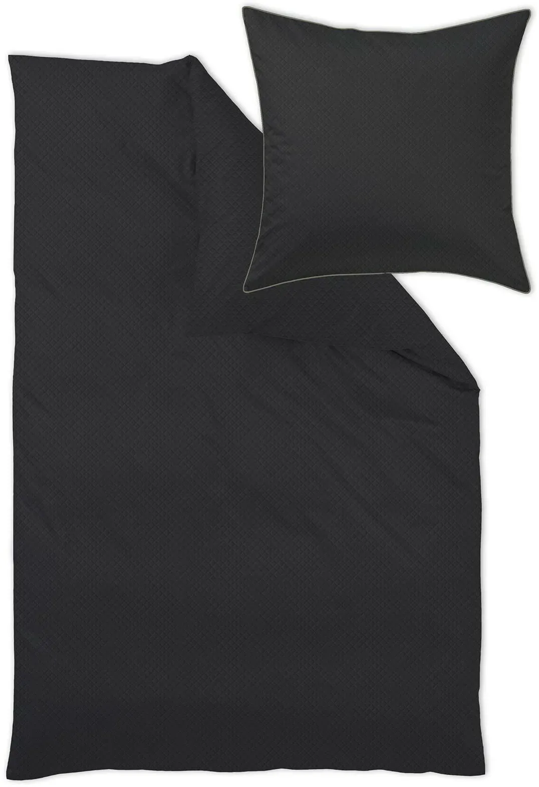 Curt Bauer Mako-Brokat-Damast Bettwäsche Arezzo 140x200 cm + 70x90 cm | ebenholz - schwarz