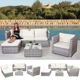 MCW Busto/Brescia Polyrattan Lounge-Set grau/creme