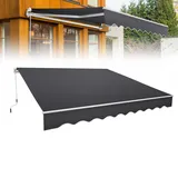 Froadp Balkon Markise 400 x 300 cm Gelenkarmmarkise mit Aluminium, Manuelle Handkurbel, Klemmmarkise ohne Bohren für Terrasse & Veranda, UV-beständig, Wasserabweisend, Sonnenschutz, Dunkelgrau