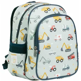 A Little Lovely Company Rucksack | Kinderrucksack Leicht Schultasche Mädchen Jungen Grundschule 4-8 Jahre Rucksack Mädchen Jungen Reisen mit Brustgurt Isolierte Fronttasche, Fahrzeuge, Middelgroot - Middelgroot