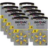 Rayovac Extra Advanced Zink Luft Hörgerätebatterie, 10er Pack, mit 60 Batterien, Geeignet für Hörgeräte Hörhilfen Hörverstärker, Gelb