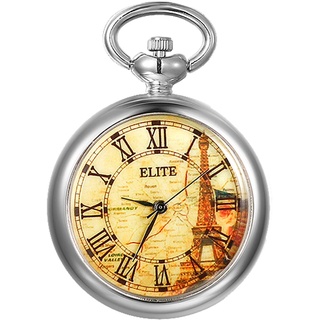 JewelryWe Karabineruhr Taschenuhr mit Schlüsselanhänger: Vintage Straßenkarte Römische Ziffern Karabiner Uhr Analog Quarz Schlüsselring Schlüsselbund Uhr für Ärzte Krankenschwestern Sanitäter Köche