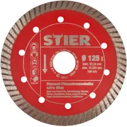 STIER Diamant-Fliesentrennscheibe extra dünn Ø 125 mm Bohrung 22,23 mm speziell für Feinsteinzeugfliesen