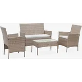 sweeek - Gartenset aus Polyrattan, 4 Plätze Moltès Natur / Beige