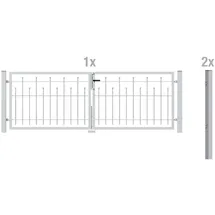 GAH Alberts Metallzaun Doppeltor-Set Madrid verzinkt z. Einbetonieren 100 cm x 300 cm