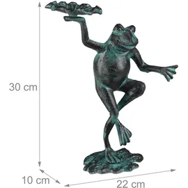 Relaxdays Gartenfigur Frosch Dunkelgrün,